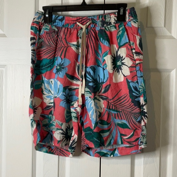 C&C California Floral Tropical Linen Shorts Pull On Drawstring Size S - Picture 2 of 12